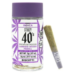 STIIIZY 40’s D8 Pre- Rolls 3.5g 5pk Jar – 10ct Display